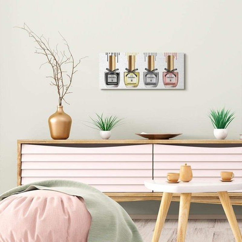 Stupell Industries Makeup Collection Nail Polish Yellow Pink Grey Fashion Design Canvas Wall Art, Multi-Color