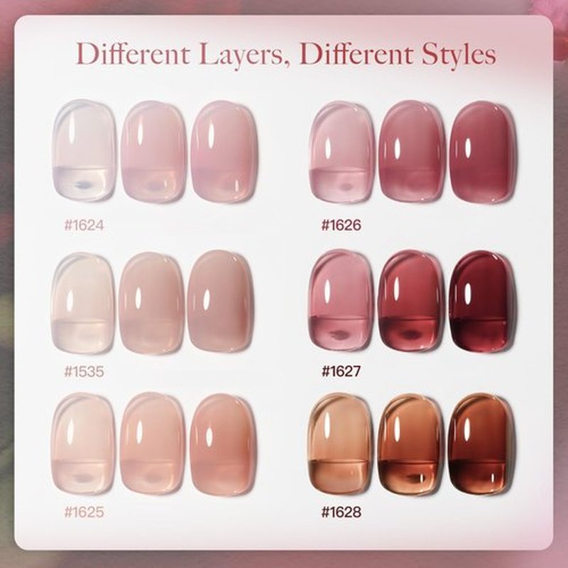 GAOY Jelly Gel Nail Polish Set - 6 Transparent Nude & Red Shades for Salon-Quality Manicure & DIY Nail Art
