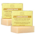 Adams Handmade Soap Lemon Sage Pure Castile Bar Soap – 4.5 oz | Vegan, Cold Process, Essential Oils, 84% Organic, Fair Trade, No Additives, USA Made