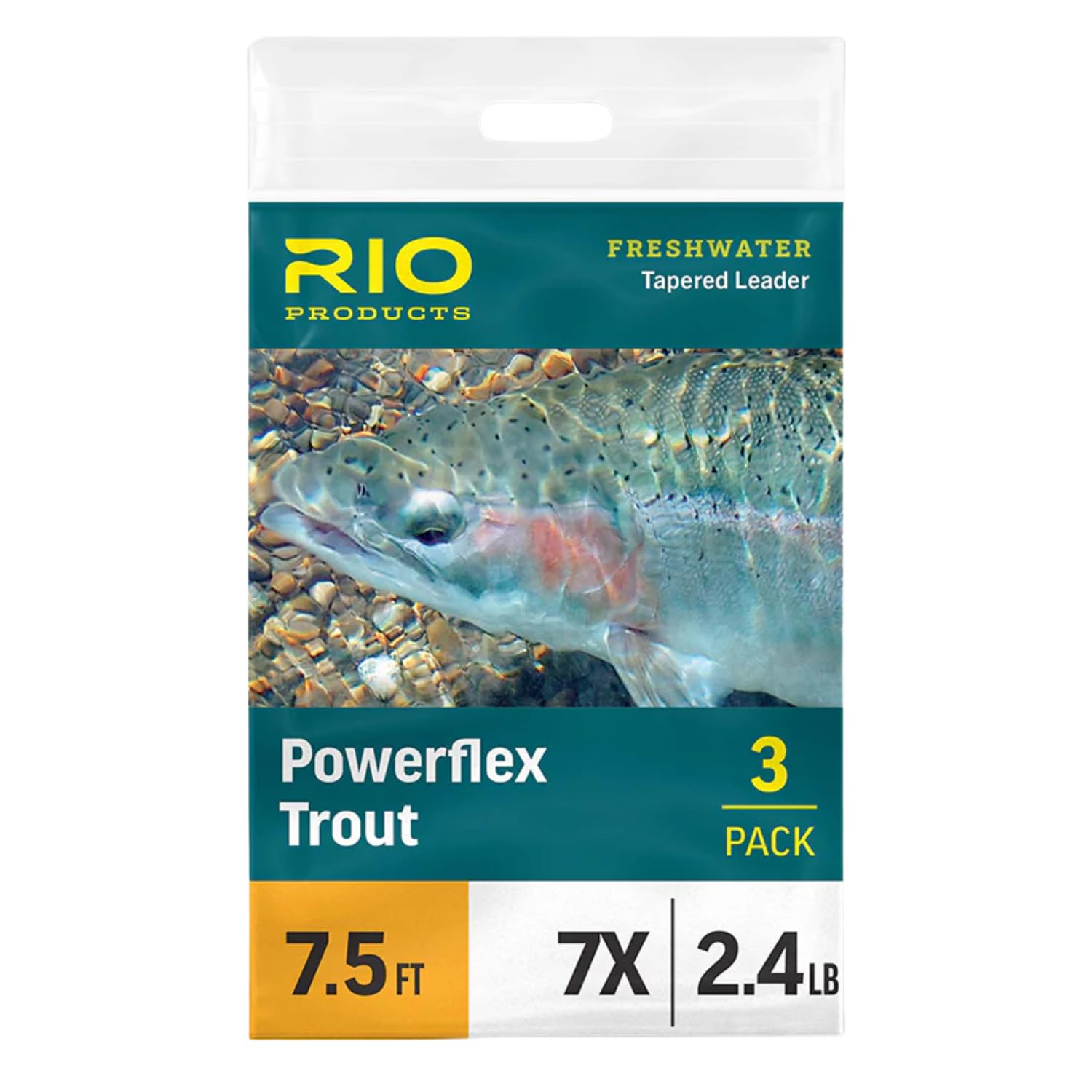 RIO Products Powerflex Trout Leader 3-Pack – 9ft Fly Fishing Tapered Leaders with Perfection Loop – Advanced Copolymer for Strength, Turnover & Presentation – 4X
