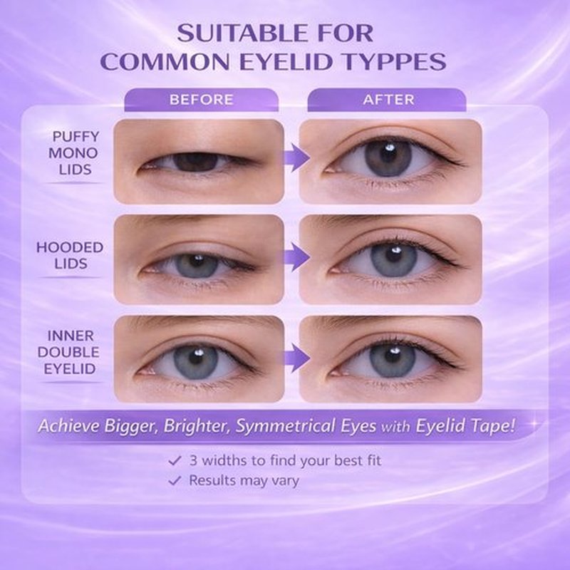 Eyelid Tape for Hooded Eyes Invisible 600Pcs, Waterproof Eyelid Lifter Strips for Natural-Looking