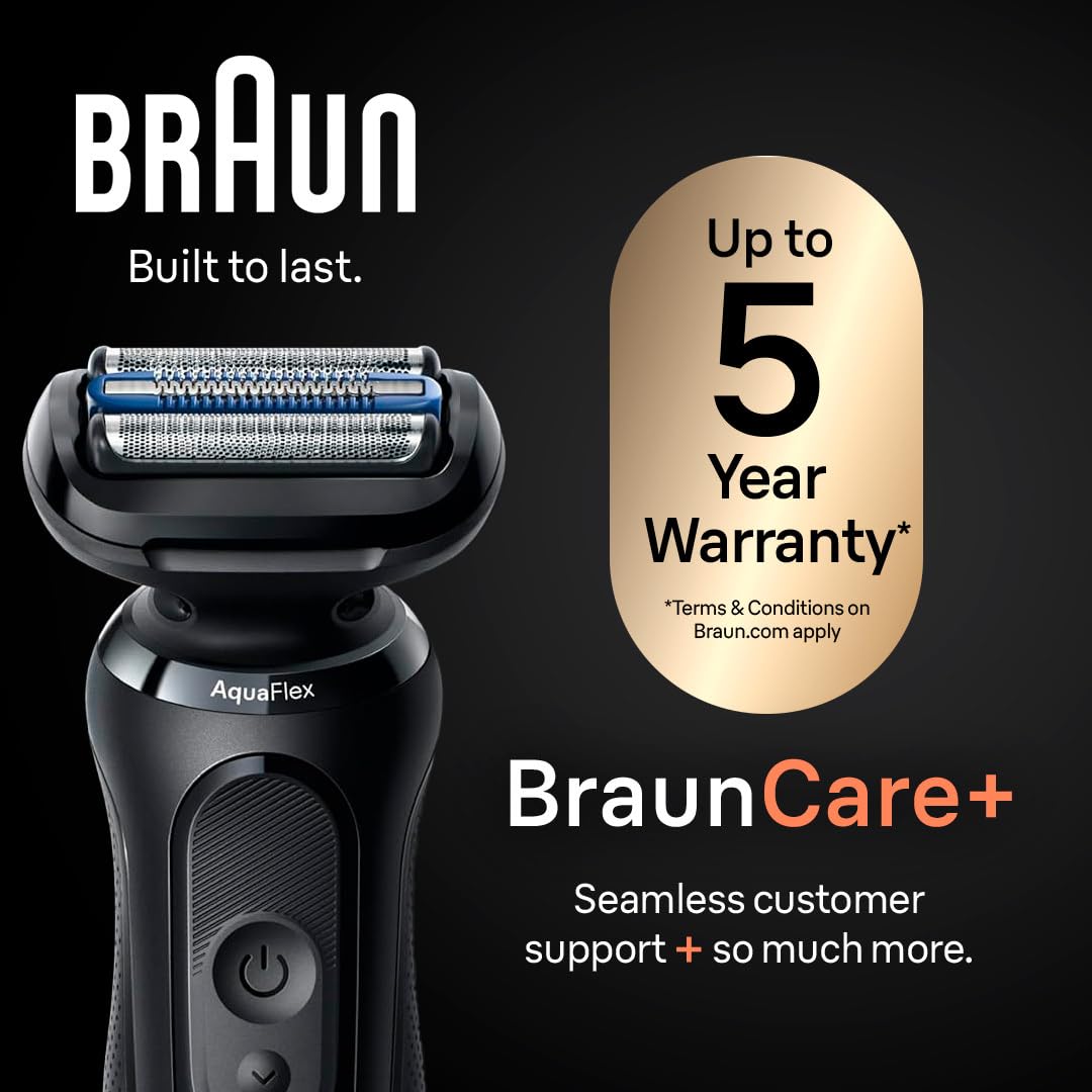 Braun Series 5 5020 Electric Razor for Men Foil Shaver with Beard Trimmer, Rechargeable, Wet & Dry with EasyClean, Black, 5 Piece Set