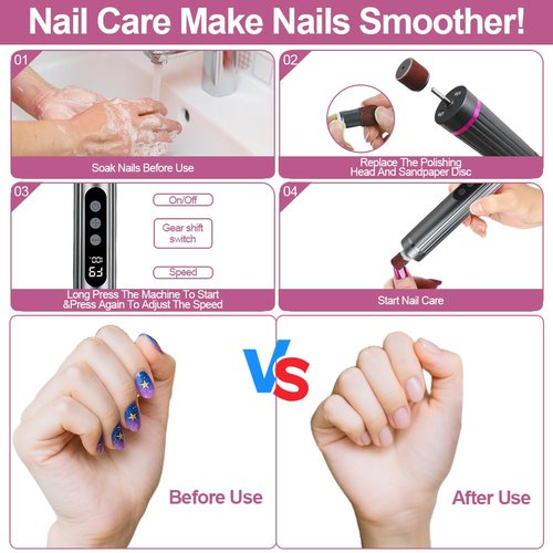 Electric Foot Callus Remover with LED Speed Display - 2 in 1 Foot File (Sandpaper Discs & Grinding Heads), 9 Adjustable Speeds, Cordless Use, Valentine's Day Gift for at-Home Pedicure