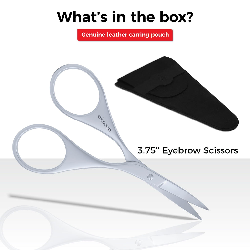 Suvorna Eyebrow Scissors for Women - Small Scissors for Beard, Mustache, Facial, EyeLash, Nose & Ear Hair - Eyebrow Trimmer for Women and Men, brow scissors for barbers and professionals