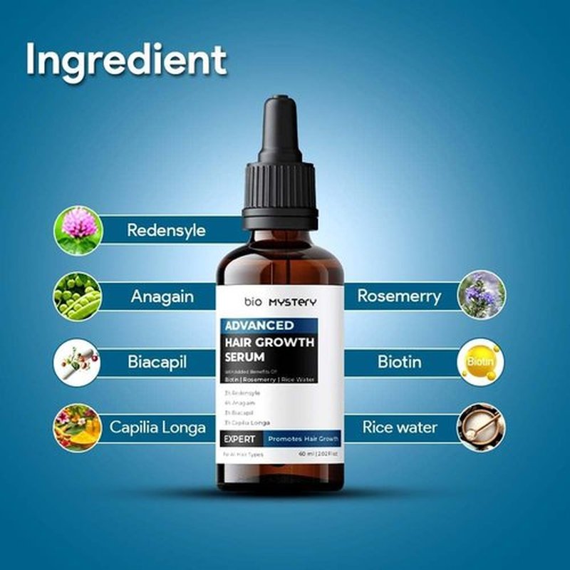 Bio Mystery Hair Growth Serum With 3% Redensyl, 4% Anagain, 3% Biacapil and Capilia longa with Biotin, Rosemerry and Rice Water - For Hair Growth And Hair Fall Control Serum