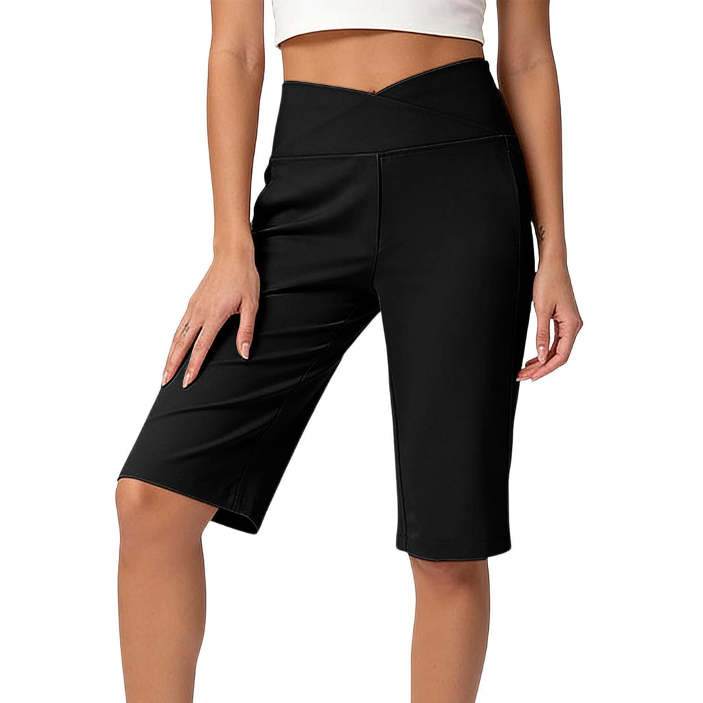 Piuwrlz Yoga Shorts for Women High Waisted Tummy Control Loose Fit Elastic Comfortable Golf Sports Bermuda Shorts