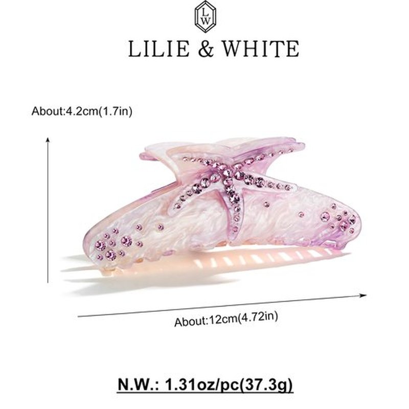 LILIE&WHITE Acrylic Hair Clips For Women Purple Claw Clips Summer Beach Starfish Hair Clip With Claw Hair Styling Hair Clips Accessories Long-lasting Fixed Hairstyle