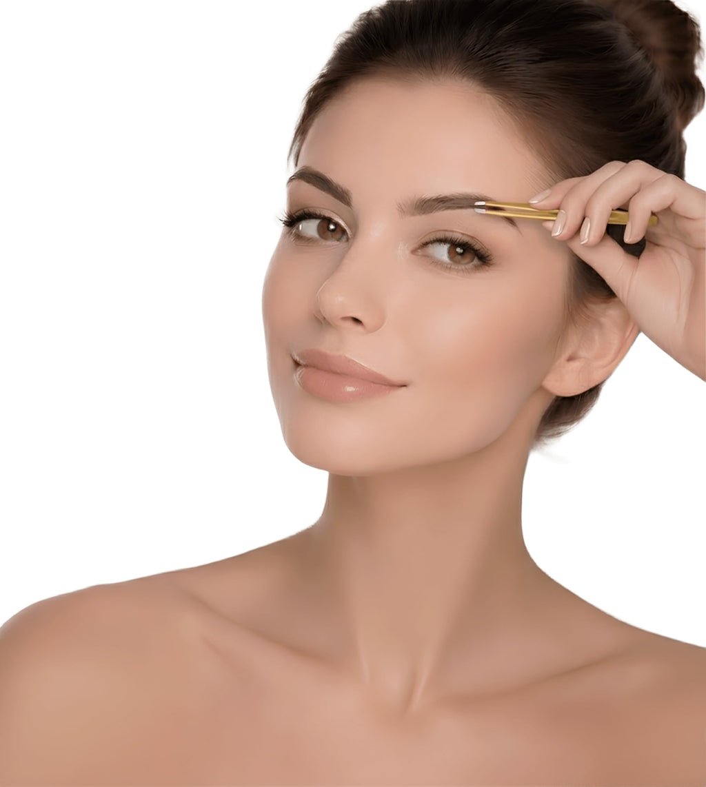 Made in Solingen, Germany - Apexay Professional Slant Tip Tweezers – Premium German Steel, Ultra Precision Grip, Salon Quality for Eyebrow and Fine Hair Removal (Gold)