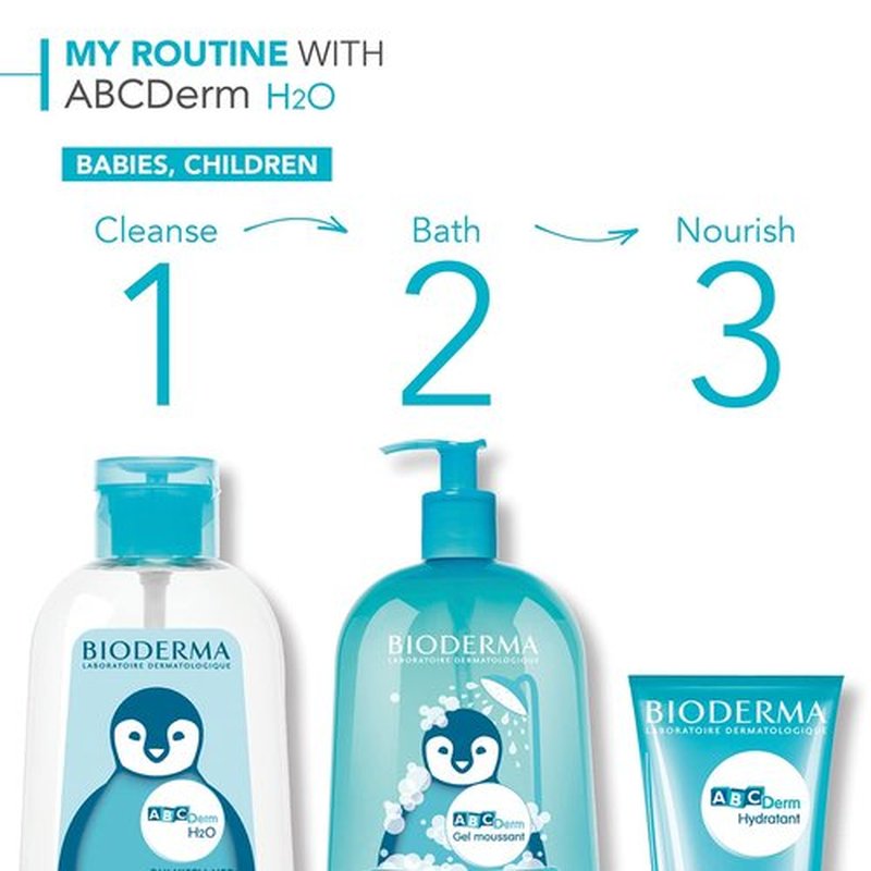 Bioderma ABCDerm H2O - Gentle Cleansing Water for Baby Skin - 500ml Size