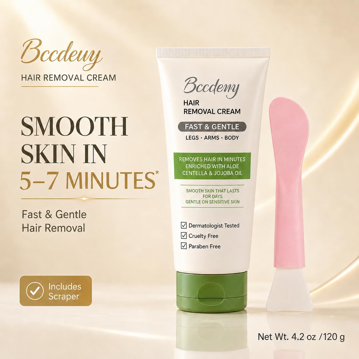 BCCDEUY Hair Removal Cream for Women, 5–7 Min Fine Hair, Legs Arms Bikini