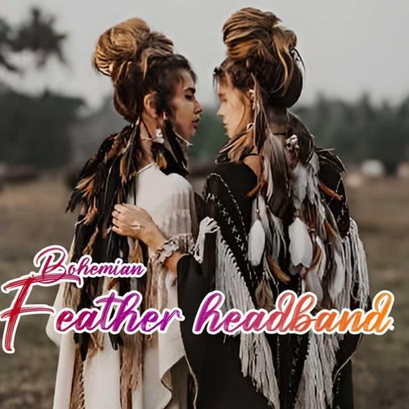 GORTIN Boho Feather Headband Hippie Headpiece Indian Costume Headdress Hair Accessories for Women