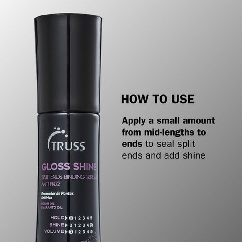 Truss Gloss Hair Smooth and Shine Split Ends Repair Serum And Frizz Control for all Hair Types - Smoothes Frizzy And Damaged Hair