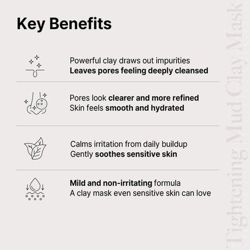 AVCA Pore Tightening Mud Clay Mask 200ml(6.76 fl. oz)– Oil Control Deep Cleansing with Kaolin & Bentonite, Minimizes The Look of Pores, Green Tea & Rice Powder