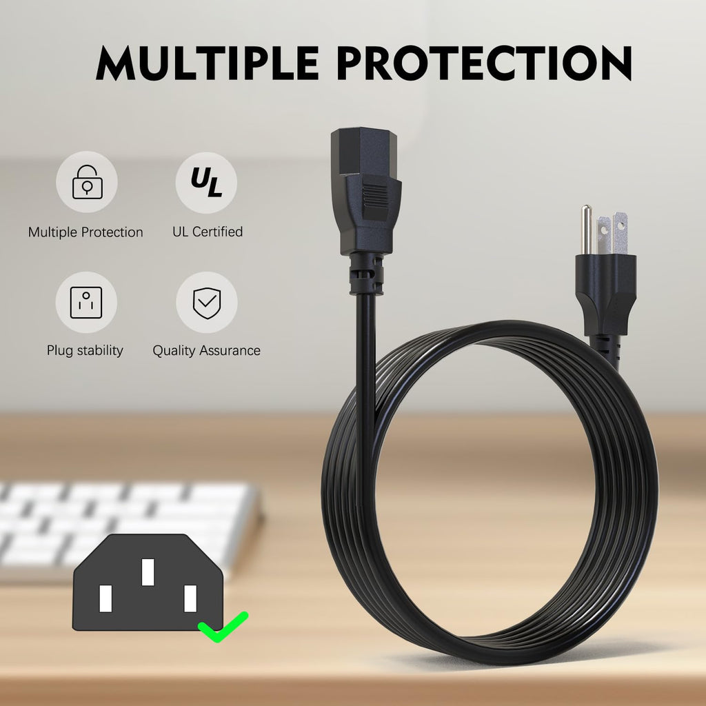 10 Ft AC Power Cord Compatible with Horizon Fitness Treadmills Ellipticals, Universal 3 Prong Power Cable Charger Replacement