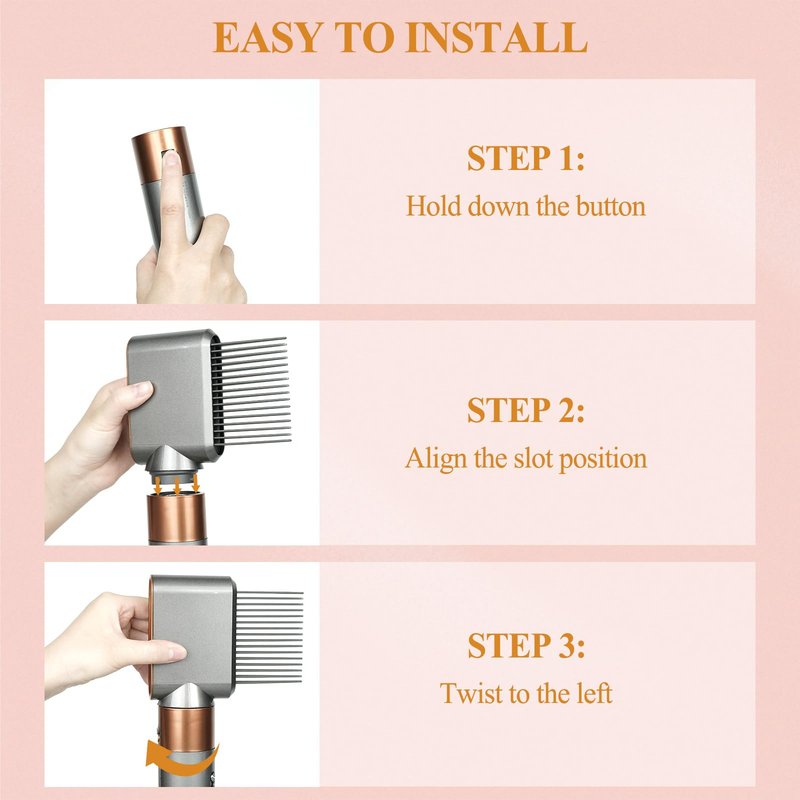 YTCHYYSK Wide Tooth Comb Nozzle Attachment for Dyson Airwrap Nickel/Copper, Pre-Styling Dryer for Create Length, Add Volume, and Enhance Texture, Part No.971894-04
