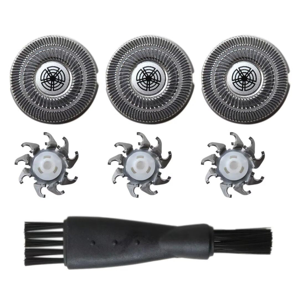 SW-S7105 3x Replacement Shaver Head Blades Compatible for Waterproof Electric Razor Wet & Dry Rotary Shavers with Clean Brush
