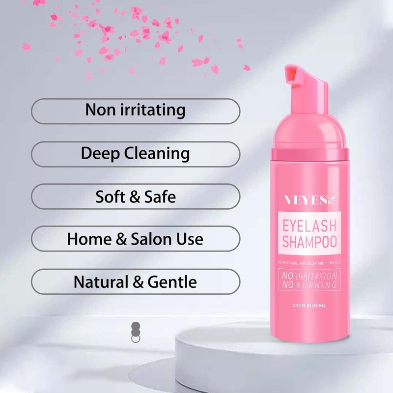 VEYES INC Lash Shampoo for Lash Extensions. Eyelash Wash for Extensions & Natural Lashes. Eyelash Extension Cleanser + Brush,Oil & Sulfate Free,60ml. Lash Supplies for Salon & Home Care