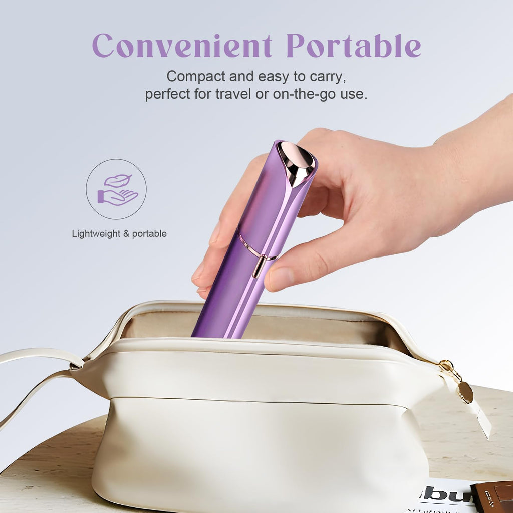innobeaut Women's Painless Hair Remover for Women, Battery Powered Facial Hair Shaver for Lips, Chin, Neck, and Cheek with 2 Replacement Heads, Purple