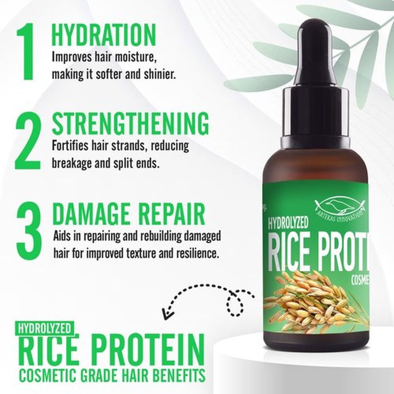 Artekas Innovation - HYDROLYZED Rice Protein - Liquid - 30g | 1oz - Cosmetic Grade - for Homemade Skin & Hair Care Preparations