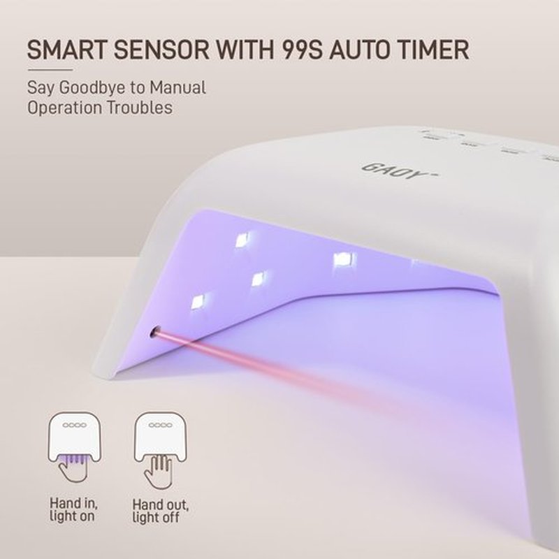 GAOY UV Nail Lamp, Fast Curing UV Light for Gel Nails with Automatic Infrared Sensor and 4 Timers, Professional Salon or Manicure Art at Home, White