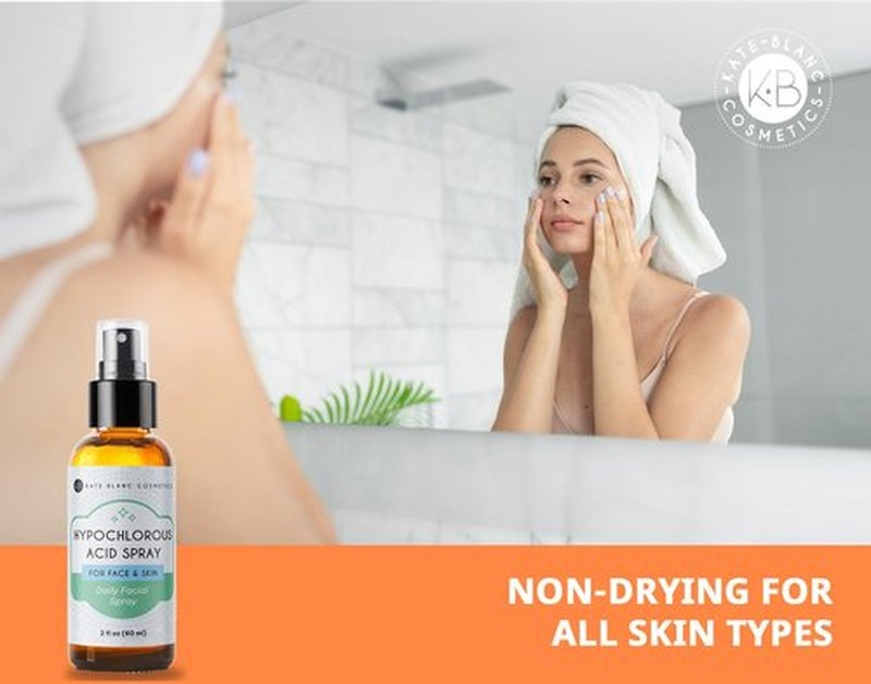 Kate Blanc Cosmetics Hypochlorous Acid Spray - Gentle Facial Cleanser for Acne-Prone Skin (2oz)