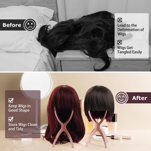 Dreamlover Wig Head Stand for Wigs, Rose Gold, 3 Packs
