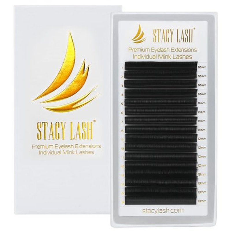 Individual Lashes Semi Permanent Mink Lashes by STACY LASH | Volume & Classic Lash Extensions | D Curl Eye Lashes | Eyelash Extension Supplies for Lash Tech | 16-Rows Lash Tray | D-0.15-MIX 8-15