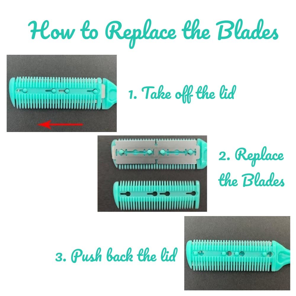JLEivvi 4 PCS Double-Sided Hair Trimming, Thinning and Styling Razor Combs for Hairdressers