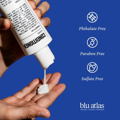 Blu Atlas Men's Natural Conditioner – Organic, Sulfate-Free, Paraben-Free – Deep Moisturizing & Scalp Soothing – Classic Scent (Bergamot, Sage, Patchouli) – Made in America – 8 oz