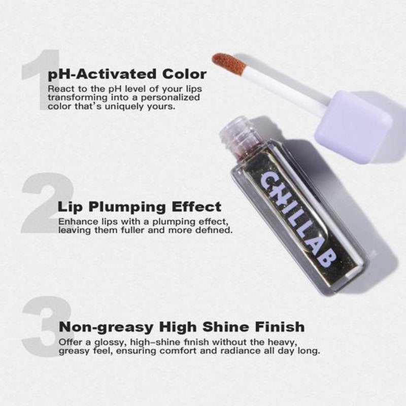 Chillab Magic Black Plumping Lip Oil, Hydrating, Color-Adapting, High-Shine Gloss, Non-Sticky, Nourishing & Long-Lasting Lip Treatment