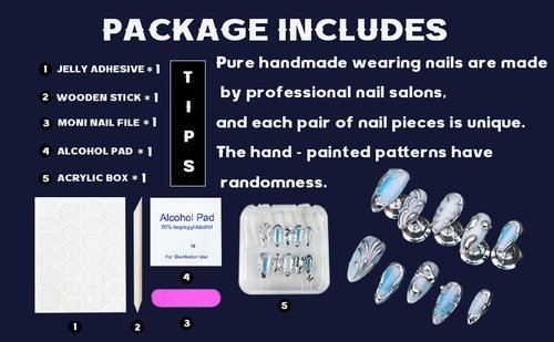 RDNTBEU Press on Nails Retro Medium Almond 3D Fake Nails Reusable Luxury Handmade False Nails with Design GEM Charms Gold Snake,Press ons Muti-Layer Acrylic Handmade Nails for Wome Manicure(Size S)