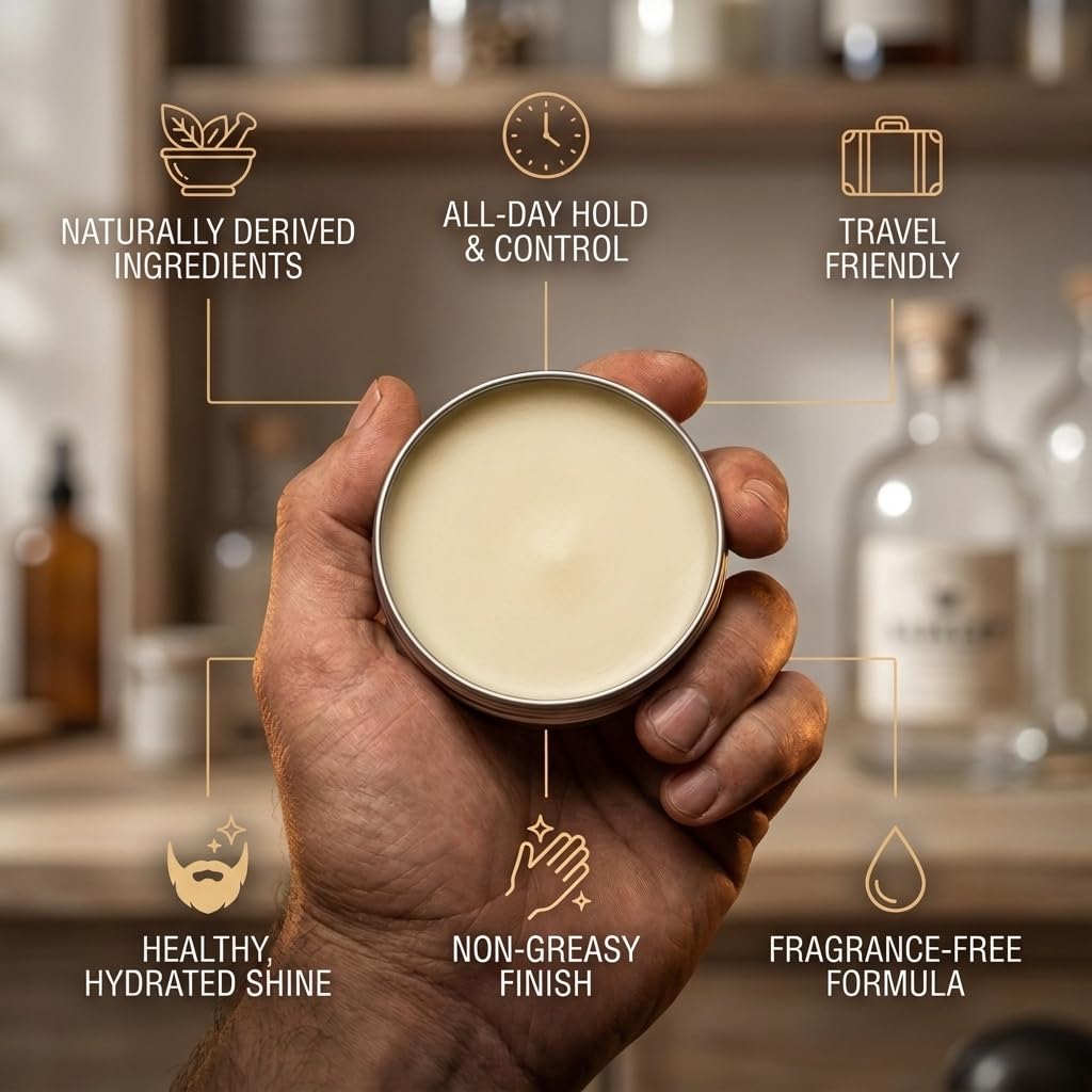 Fable Beard Co. Beard Balm - The Barkeep, Unscented, Natural Beard Balm for Men with Jojoba & Argan Oils, Beard Conditioner, Made in USA (2 Fl Oz)