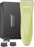 MANSPOT Pubic Hair Trimmer for Men(Goldenrod Yellow), Replaceable Ceramic Blade Heads, Waterproof Wet/DryTrimmer for Men, 90 Minutes Shaving