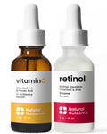 Natural Outcome Vitamin C Face Serum and Retinol Facial Serum - Night and Day Anti Aging Facial Serum and Hydrating Serum Set 1 oz Each, Vegan, Cruelty Free & Fragrance Free