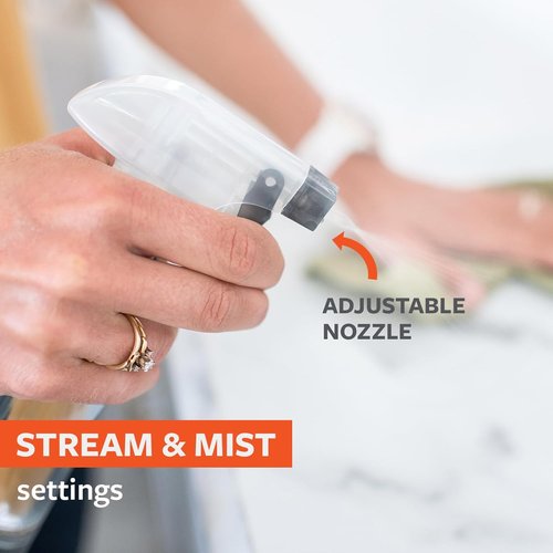 Full Circle | Refillable Glass Spray Bottle - Versatile Stream & Mist Options, 16oz Gray, 3 Pack for Non-Toxic Cleaning & Plant Care