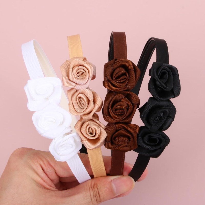XIMA Fabric Rose Flower Headbands for Toddler Girls Multiple Colors Flower Hair Accessories for Kids Pack of 16