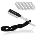 Straight Razor - Straight Razors for Men, BarbaQo Professional Barber Razor with 10 Sinlge Blades, 100% Stainless Steel Straight Razor for Close Shaving