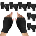 6 Pairs Cotton Gloves Eczema, Cotton Eczema Gloves for Women and Men, Touchscreen Fingerless Black Gloves for Art Handling, Fingerless Moisturizing Gloves for Dry Hands Overnight Skin Protect (Black)