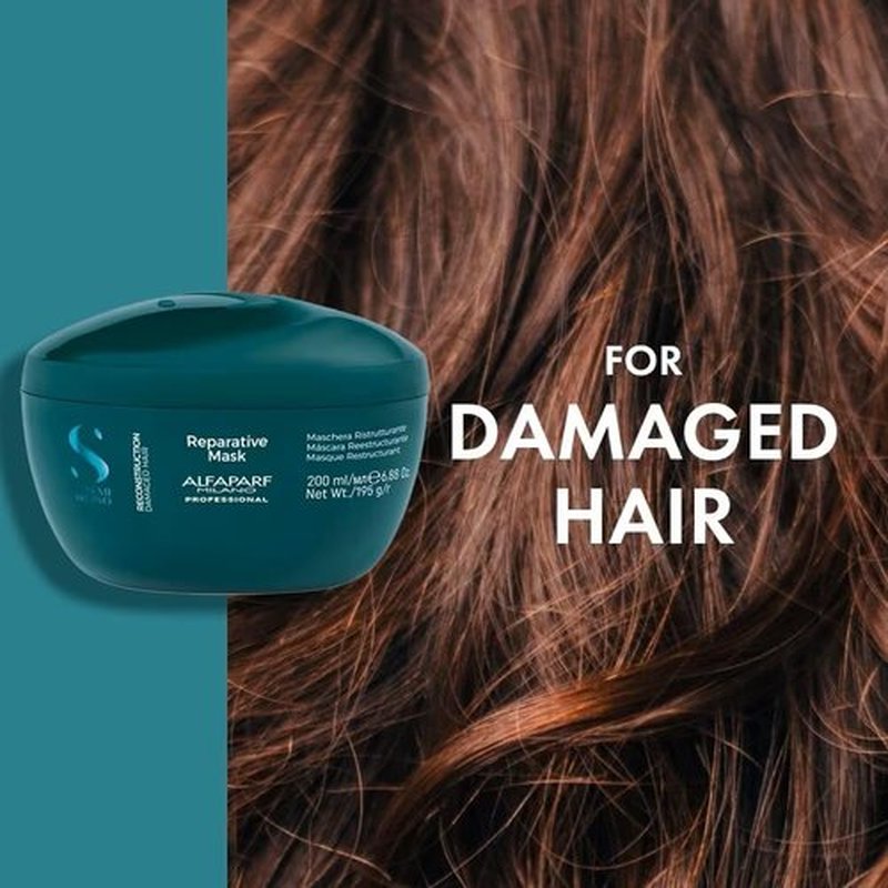 ALFAPARF MILANO Semi di Lino Reconstruction Reparative Mask - Color Safe Deep Conditioning Hair Mask - Damaged Hair Repair - For Medium to Thick Hair- Vegan Formula (6.88 oz)