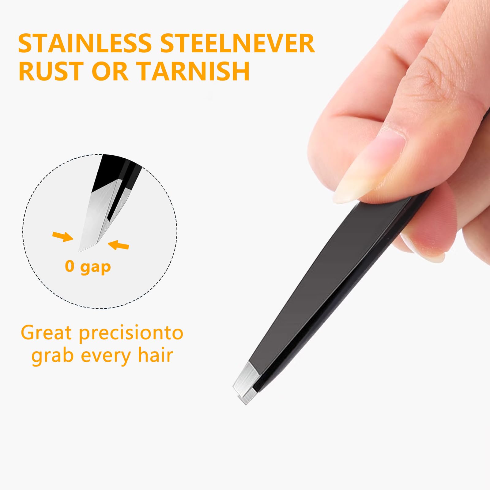 DTDNZKN 4 PCS Stainless Steel Tweezers Set Black