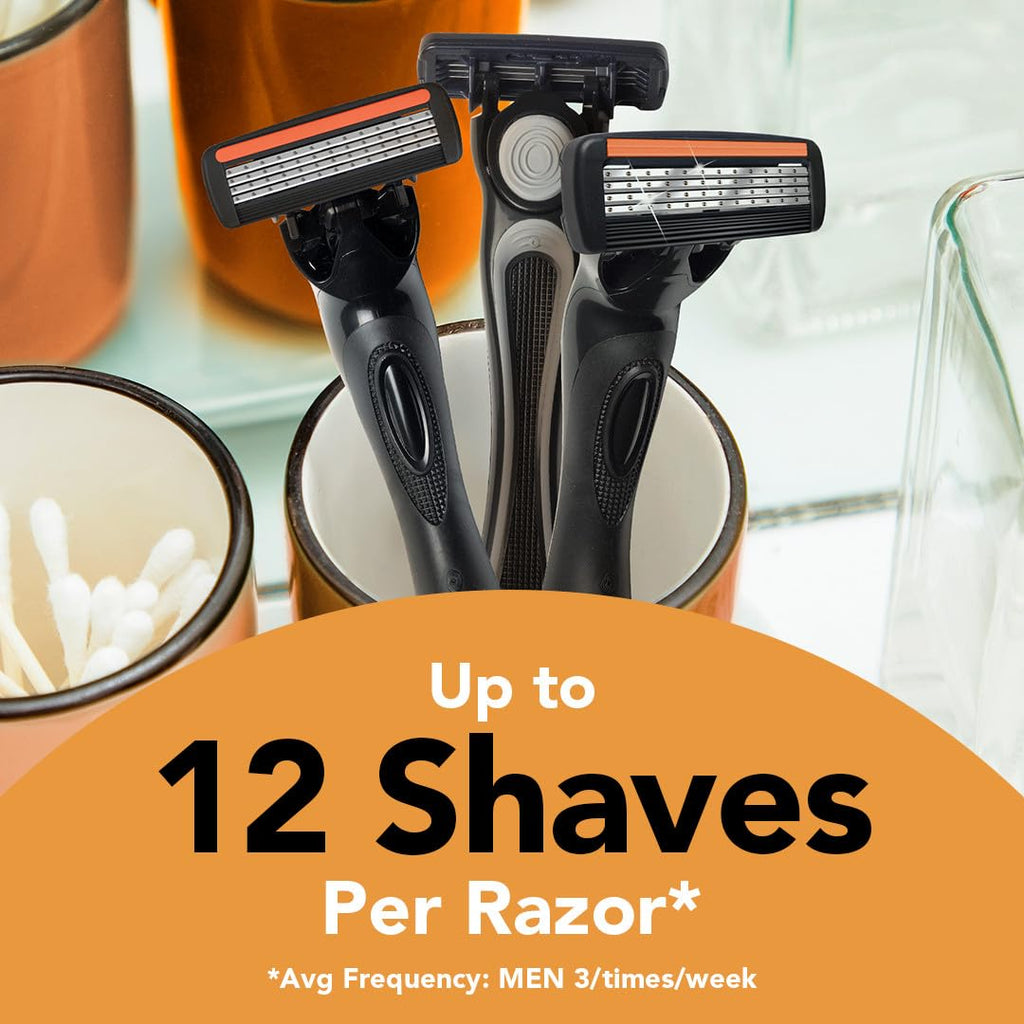 BIC Flex 4 Refillable Razors for Men, Long-Lasting 4 Blade Razor Refills for Sensitive Skin, 10 Razor Cartridges