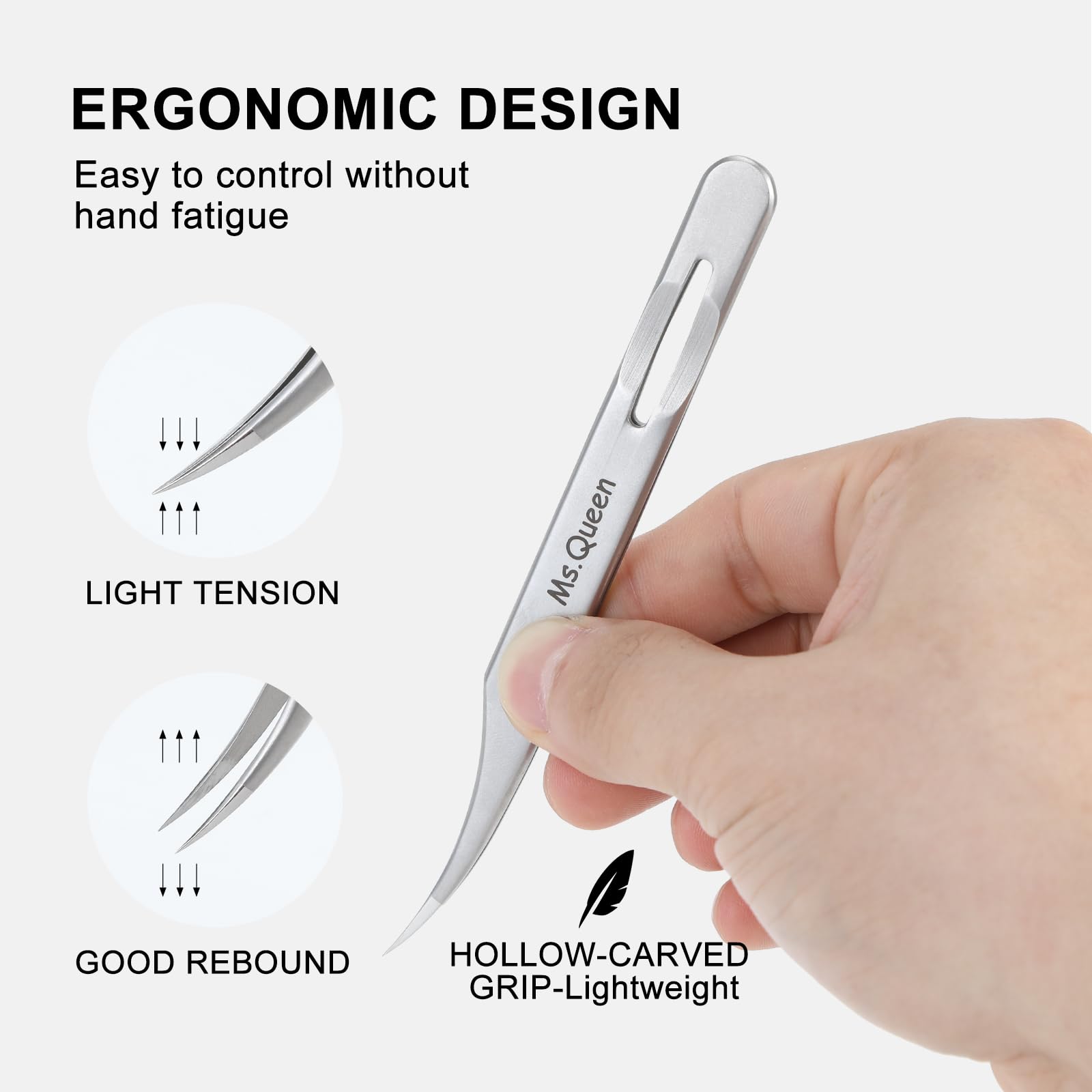 Ms.Queen Isolation Tweezers for Lash Extensions,Dolphin Shape Curved Isolation Lash Tweezers for Classic and Volume Lash Extension Applying