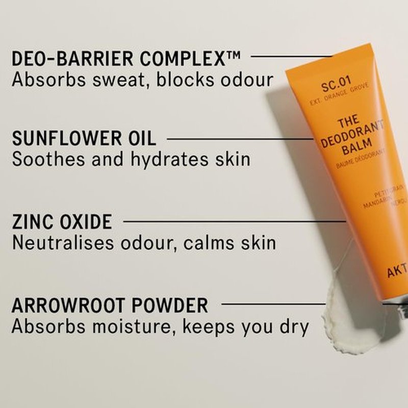 AKT Deodorant Balm - Award-Winning Natural Formula | Plastic-Free & Aluminum-Free | Orange Grove, 50ml