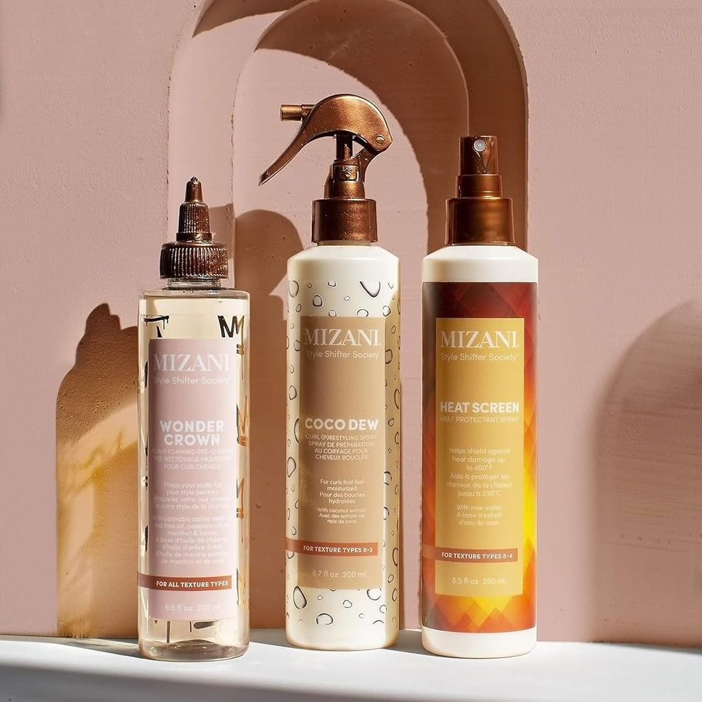 Mizani Style Shifter Society Heat Screen Heat Protectant Spray - Anti-Frizz & Glossy Shiny Finish For Textured, Curly and Coily Hair