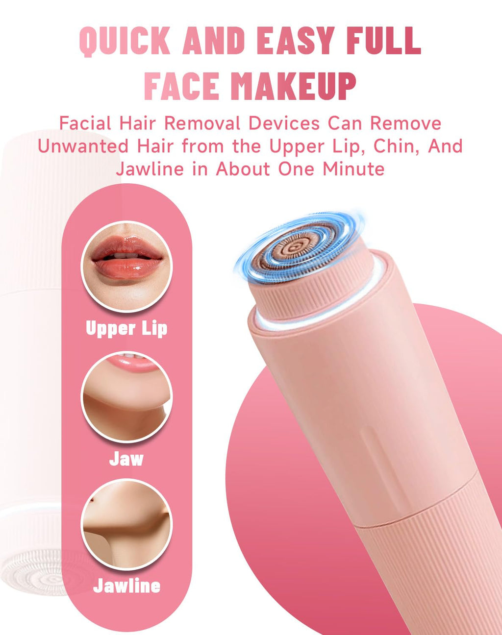Bloomly Facial Hair Remover, Peach Fuzz Remover for Women, Electric Facial Hair Remover with Protective Blade, Smooth & Gentle Face Hair Trimmer for Chin & Jawline, Portable Lipstick Design (Brown)