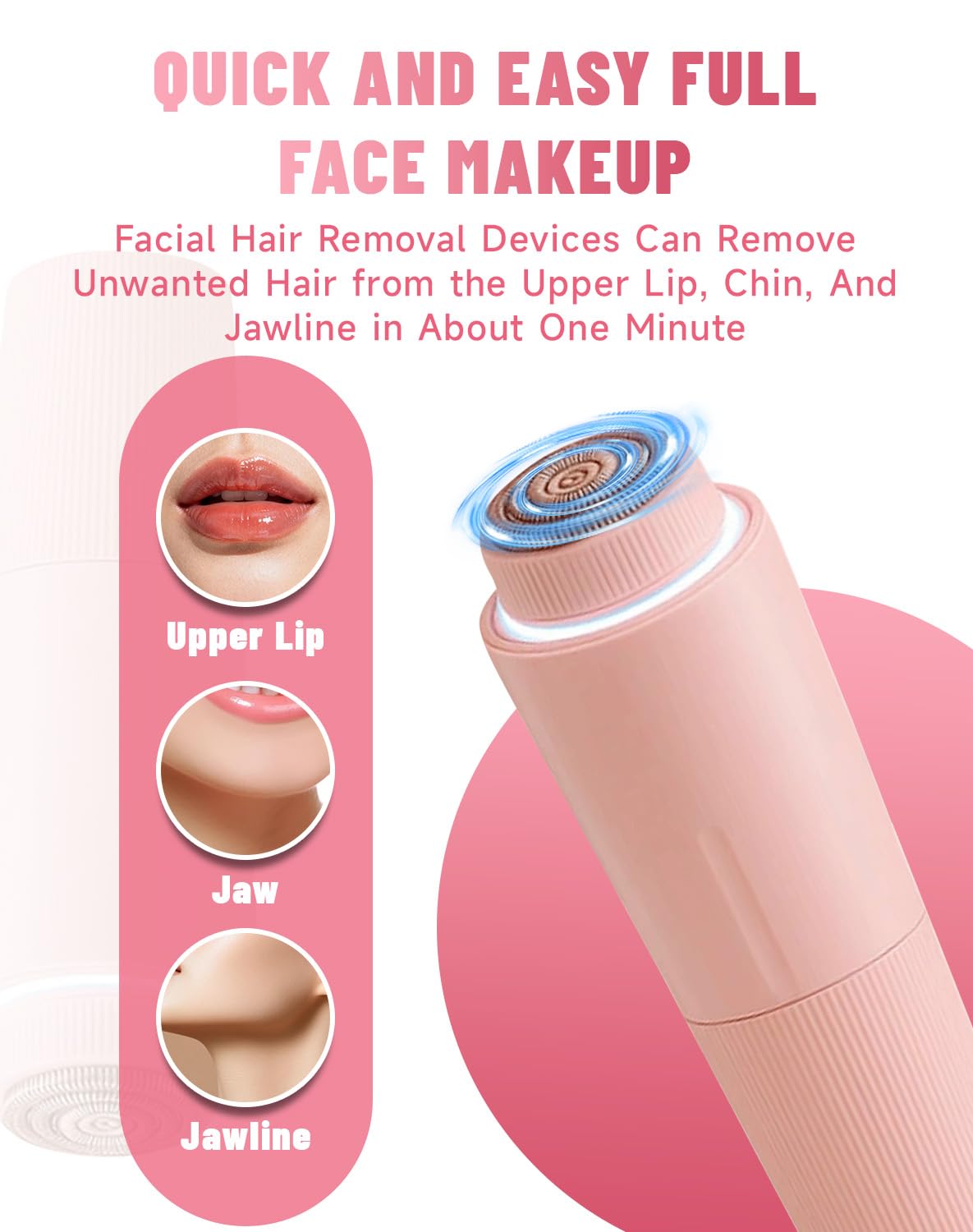 Bloomly Facial Hair Remover, Peach Fuzz Remover for Women, Electric Facial Hair Remover with Protective Blade, Smooth & Gentle Face Hair Trimmer for Chin & Jawline, Portable Lipstick Design (Brown)