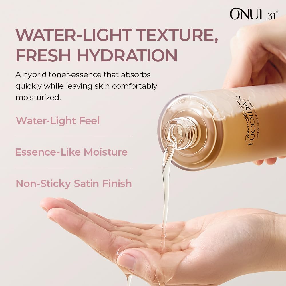 ONUL31° Fucoidan Satin Essence Toner | Korean Facial Toner with 4% Hawaiian Sea Water & Niacinamide, Vegan Certified Hybrid Toner-Essence Before Serum, Lightweight Hydrating Toner, 6.76 fl. oz.