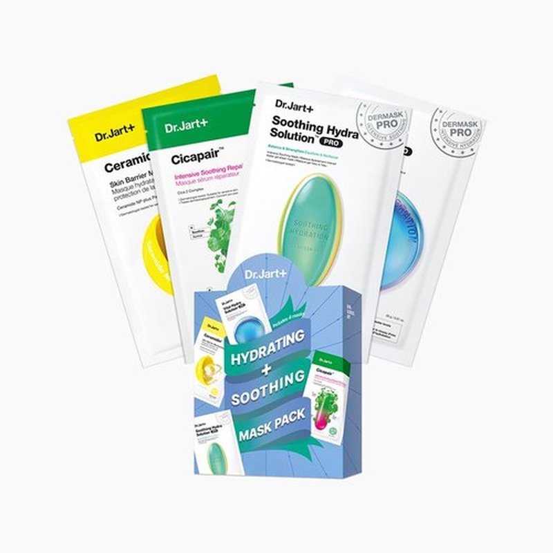 Dr.Jart+ Hydrating and Soothing Face Mask Value Set | 4 Korean Face Masks | Korean Skin Care Set