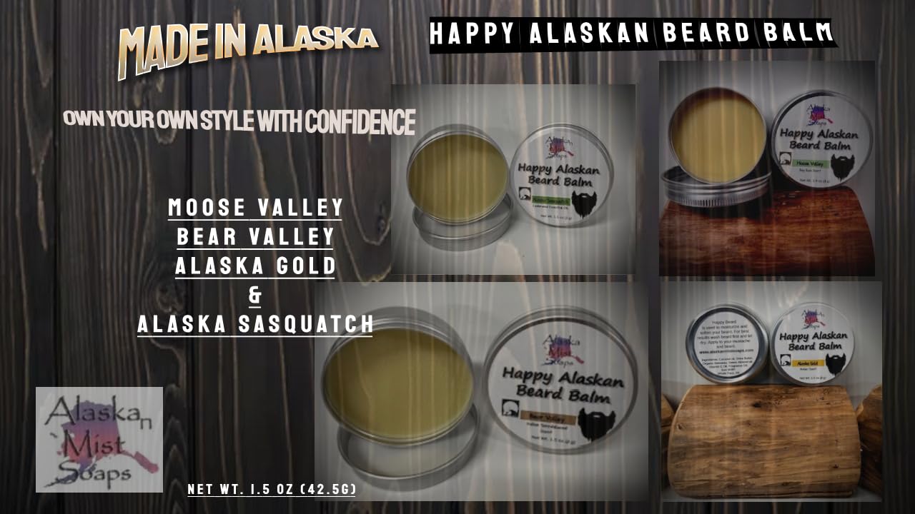 Happy Alaskan Beard Balm: Moose Valley, Bay Rum Scent