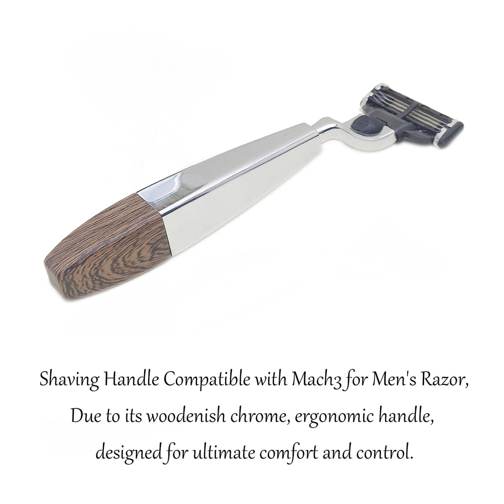 JHTSOLE Shaving Set with Badger Hair Shaving Brush, Soap Bowl Stylish Shaving Kit and Stand,Shaving Handle Compatible with Mach3 for Men's Razor Gift